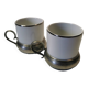 Charming vintage Italian espresso coffee cups White Porcelain and silver base