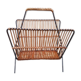 Feet compass, wicker and metal magazine rack