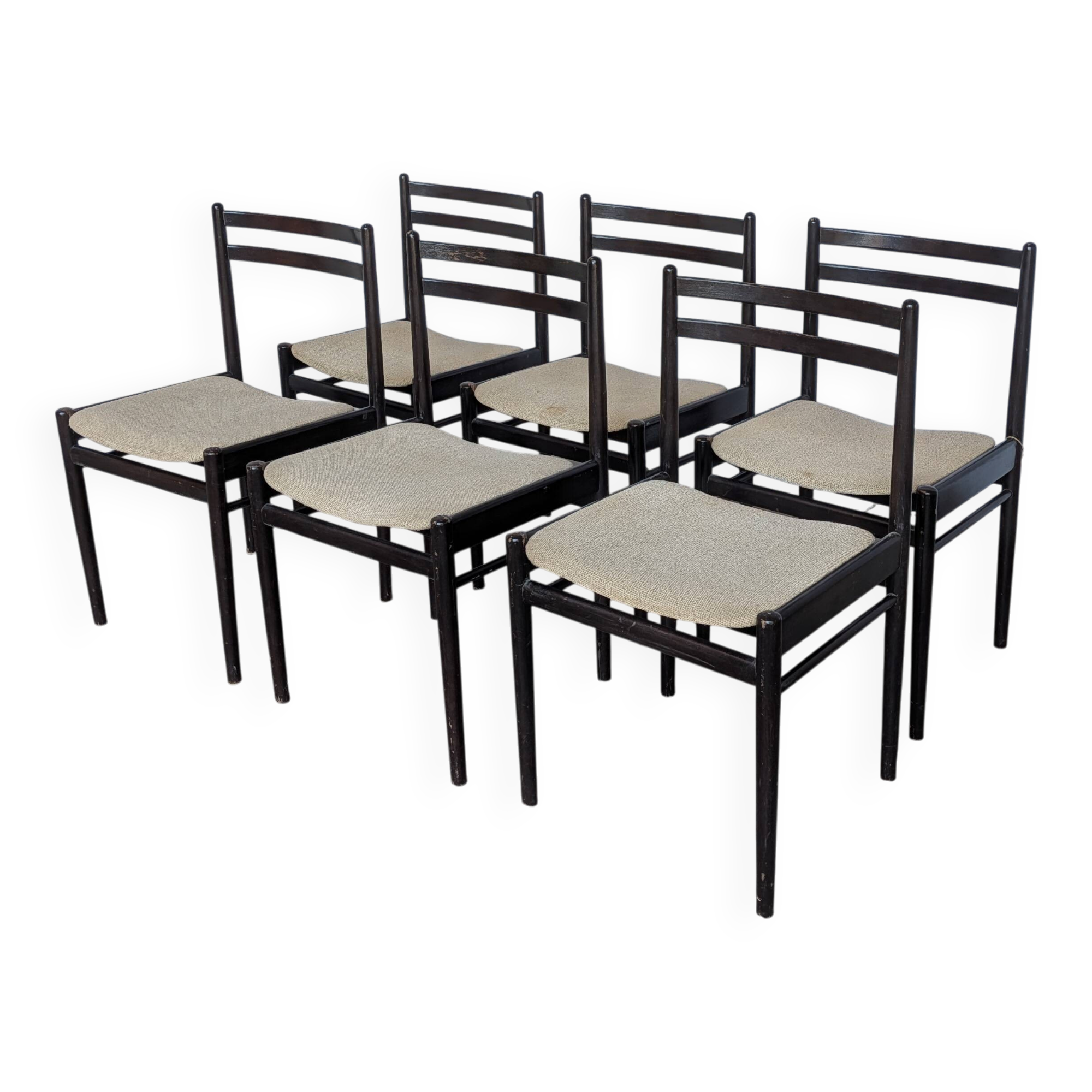 Ensemble de 6 chaises de salle à manger en bois de hêtre vintage / Style scandinave des années 50