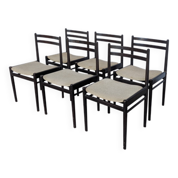 Set of 6 Vintage Beech Wood Dining Chairs / Mid Century Scandinavian Style