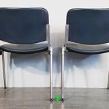 Set 5 chairs stackable Mauser in aluminium and leather, vintage 1960