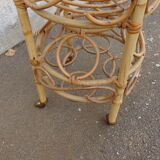 Bamboo serving table on wheels