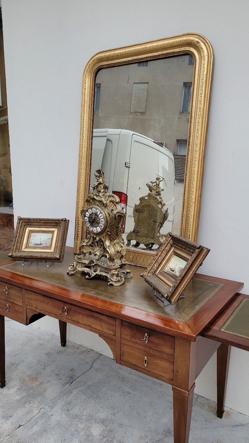 Louis XVI style flat desk in 19th century mahogany