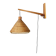 Mid-century adjustable wooden wall light with rattan shade, 1970s