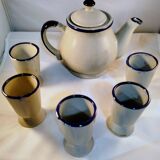 Vintage blue floral coffee set: coffee pot + 5 cups