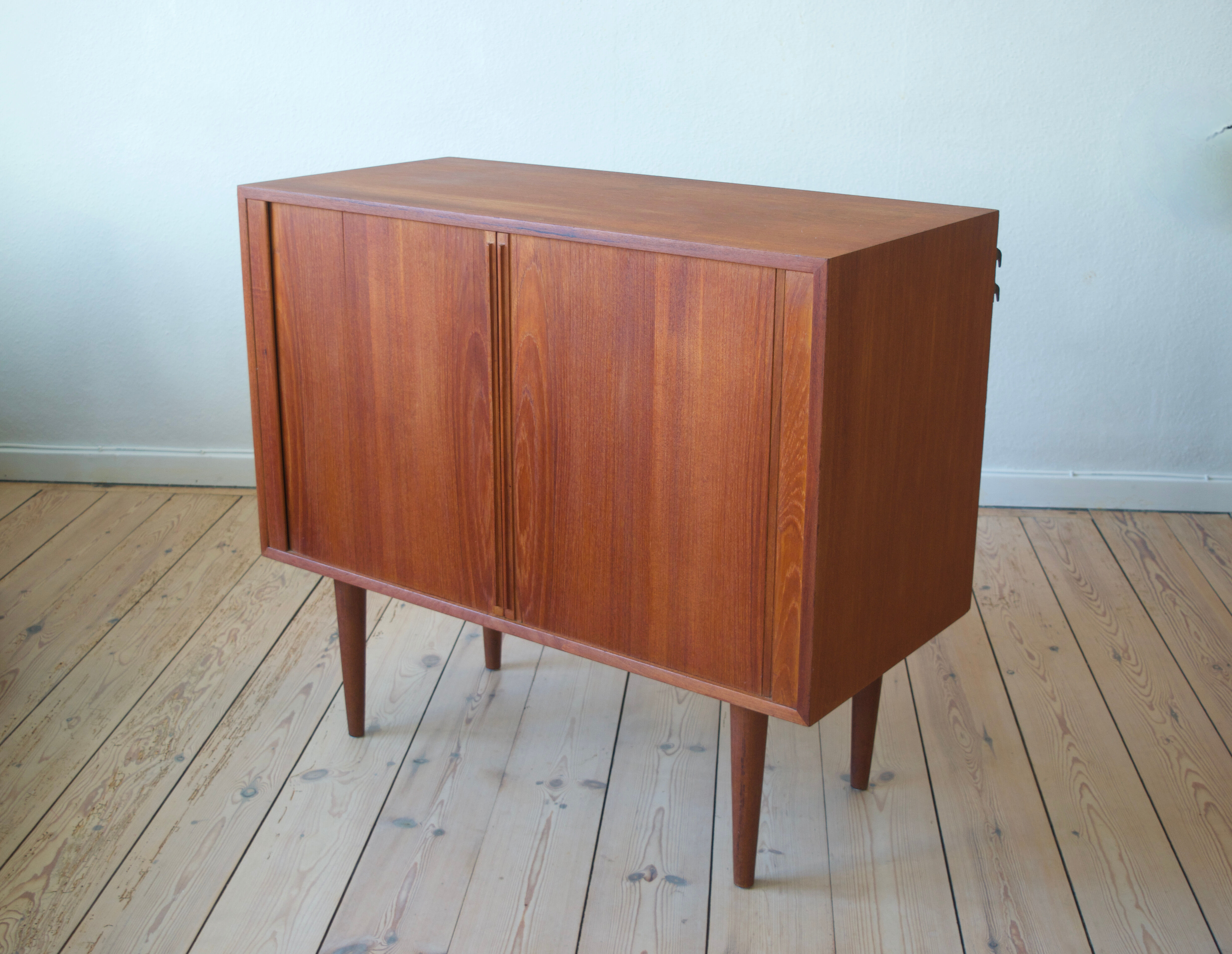 Teak cabinet with tambour doors by Kai Kristiansen For FM Møbler