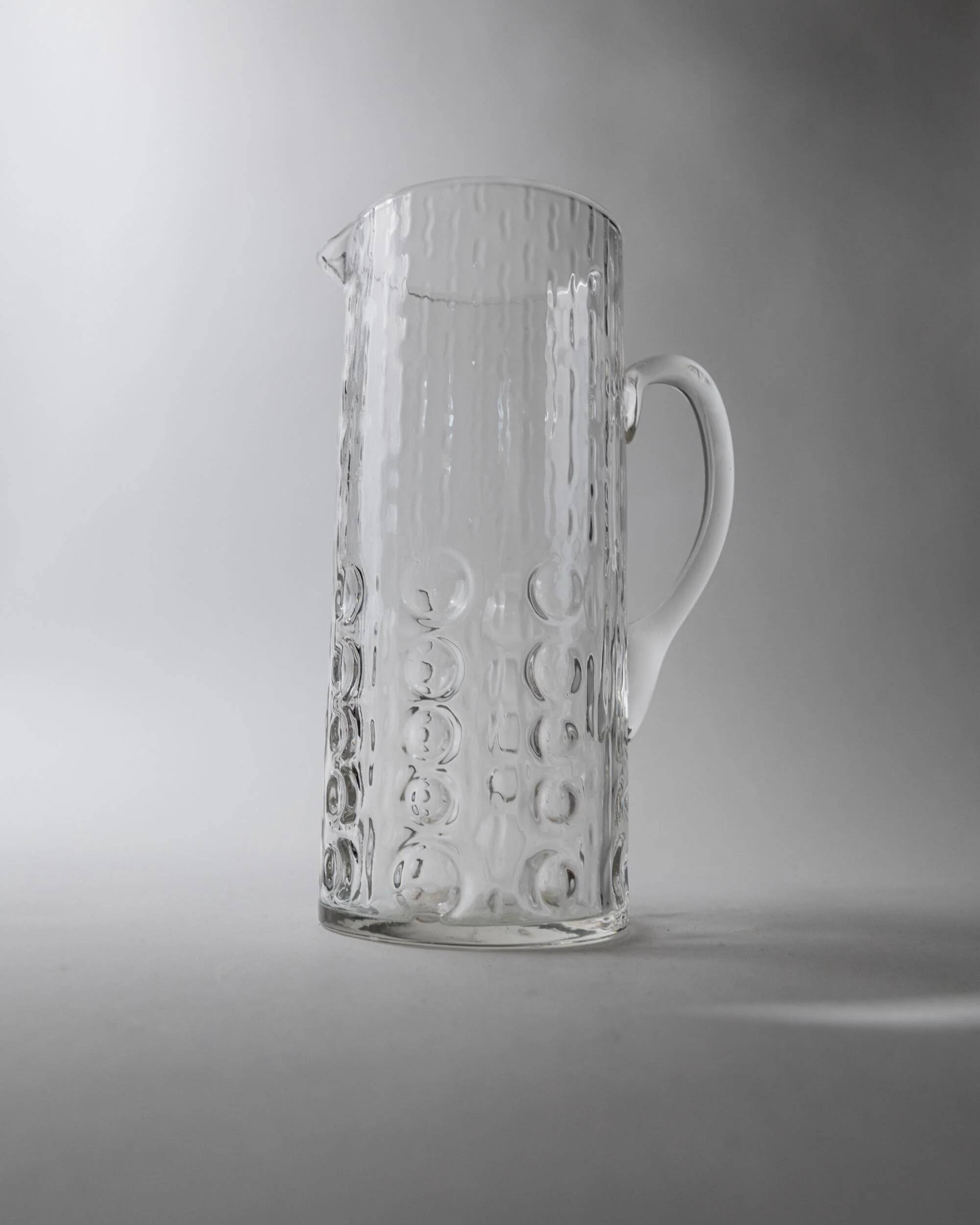 Vintage glass bubble-blown jug from the 1970s.
