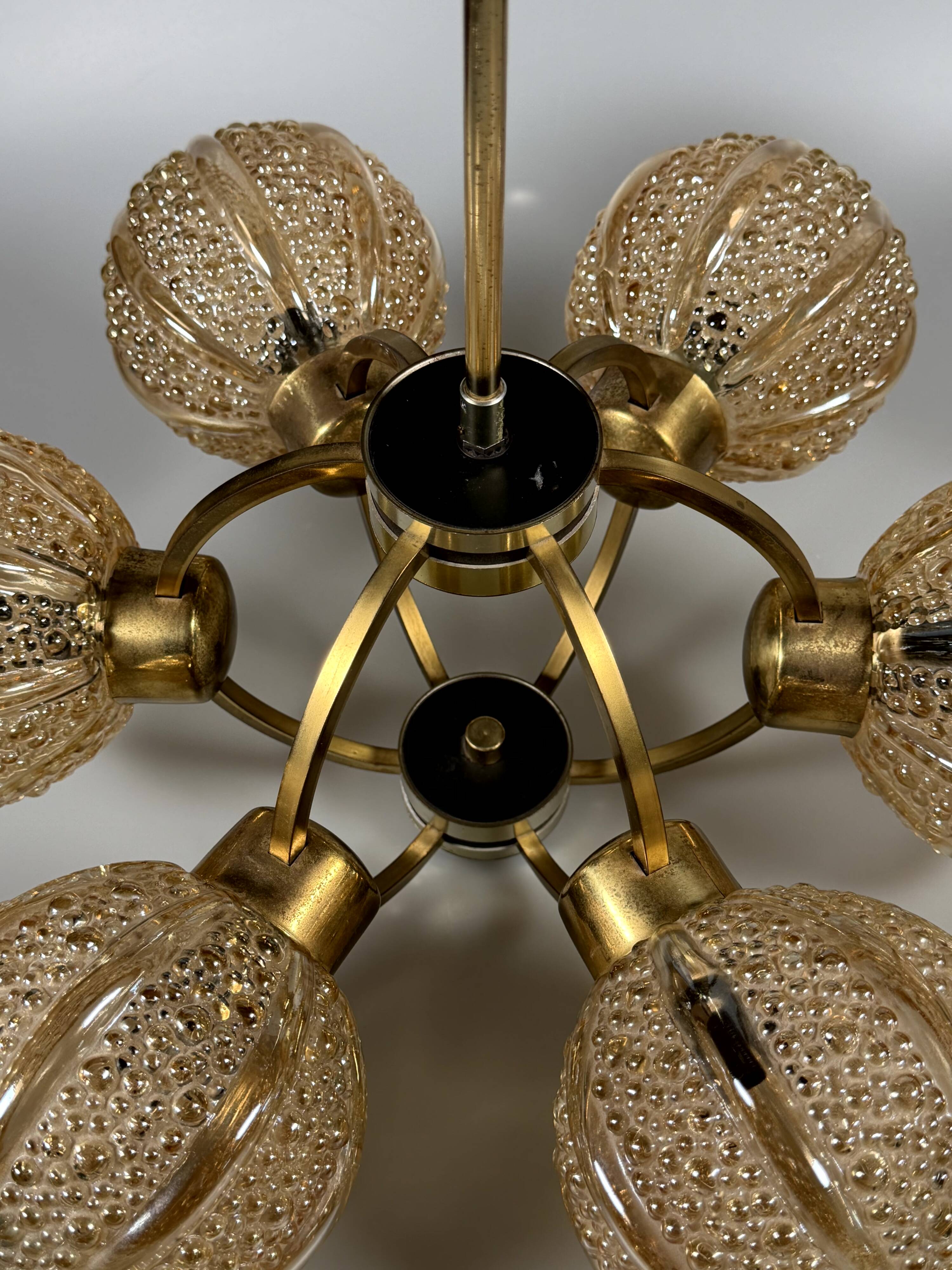 1960s 1970s 6-Light Sputnik Chandelier by Kaiser Leuchten Germany