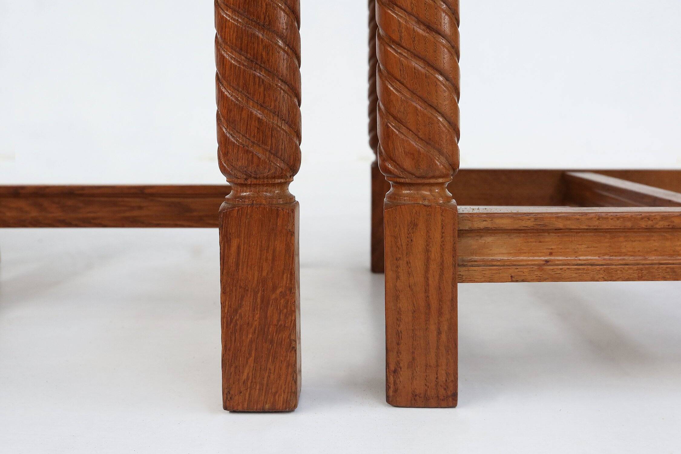 Art Deco Dining Room Chairs in Oak and Leather, 1940s, Set of 8