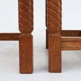 Art Deco Dining Room Chairs in Oak and Leather, 1940s, Set of 8