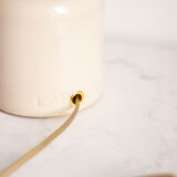 White enamelled mustard pot lamp, fern pattern