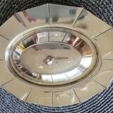 Glass sugar on art deco silver tray