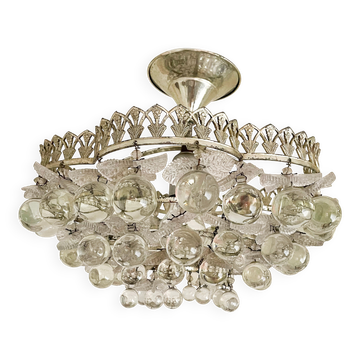 Vintage crystal ceiling light decorated with leaves and clusters – Spain