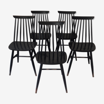 Lot de 5 chaises style Tapiovaara Ilmari