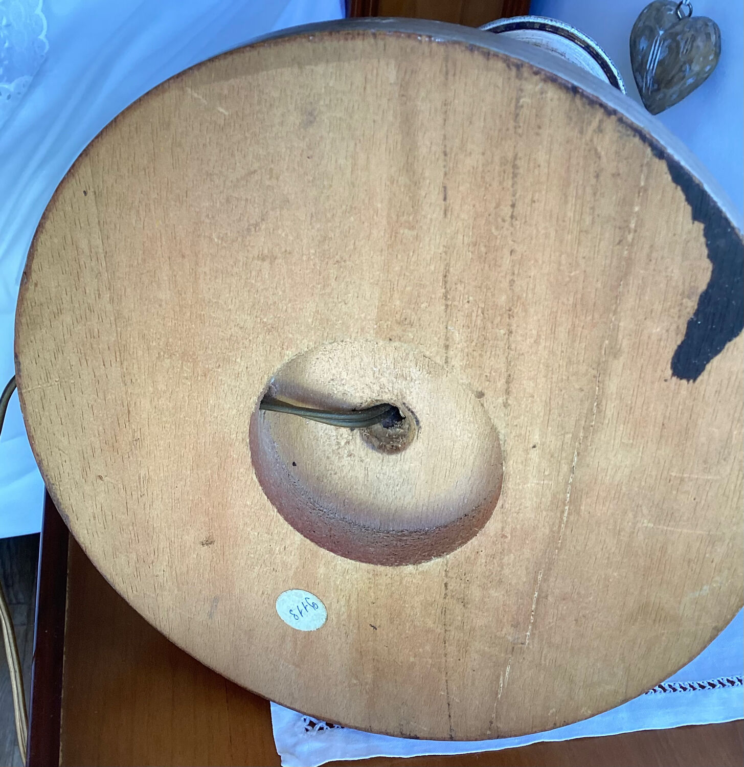 Turned wood lamp base - vintage