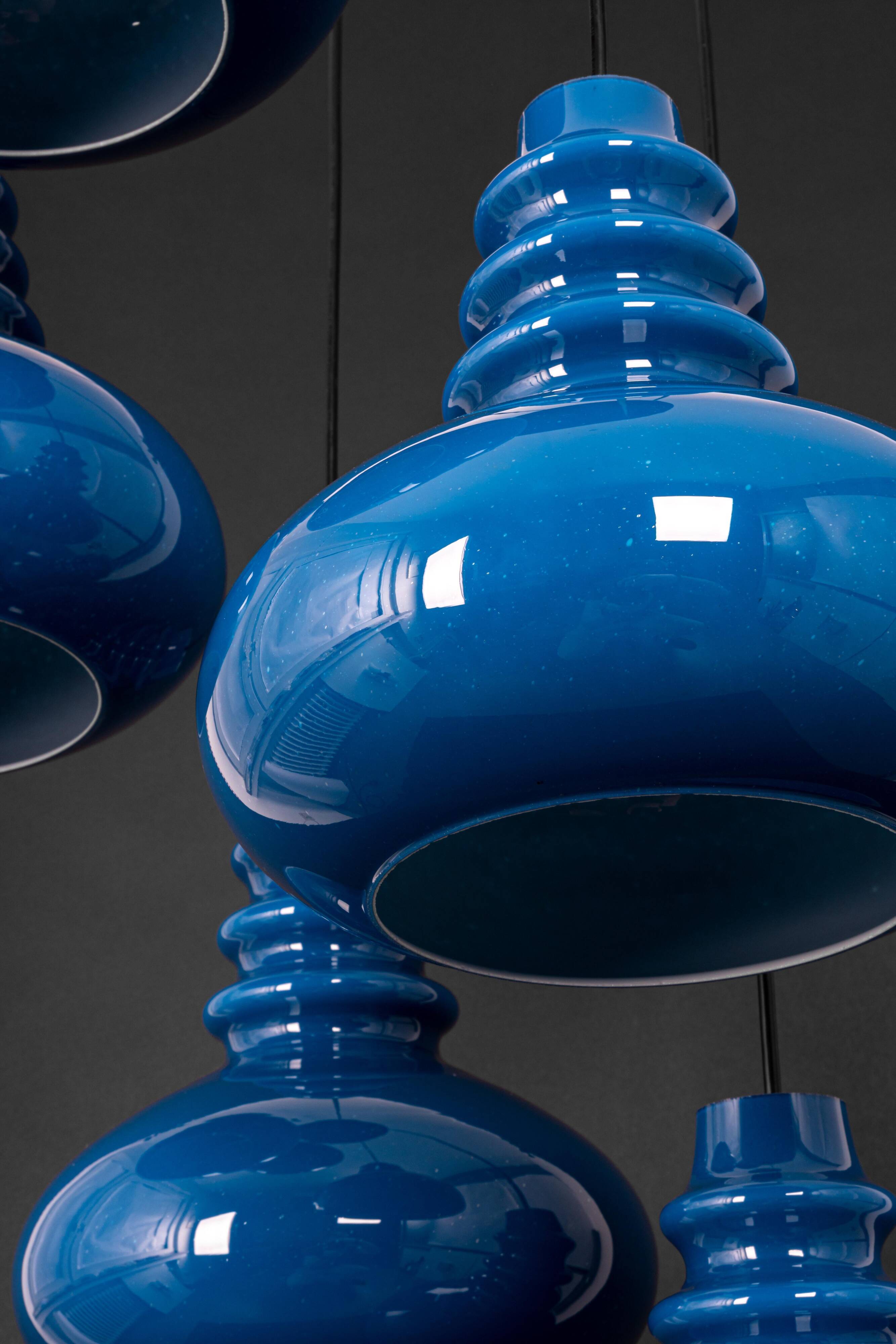 Large cascading glass chandelier design by Peill Putzler, Germany, 1970s.