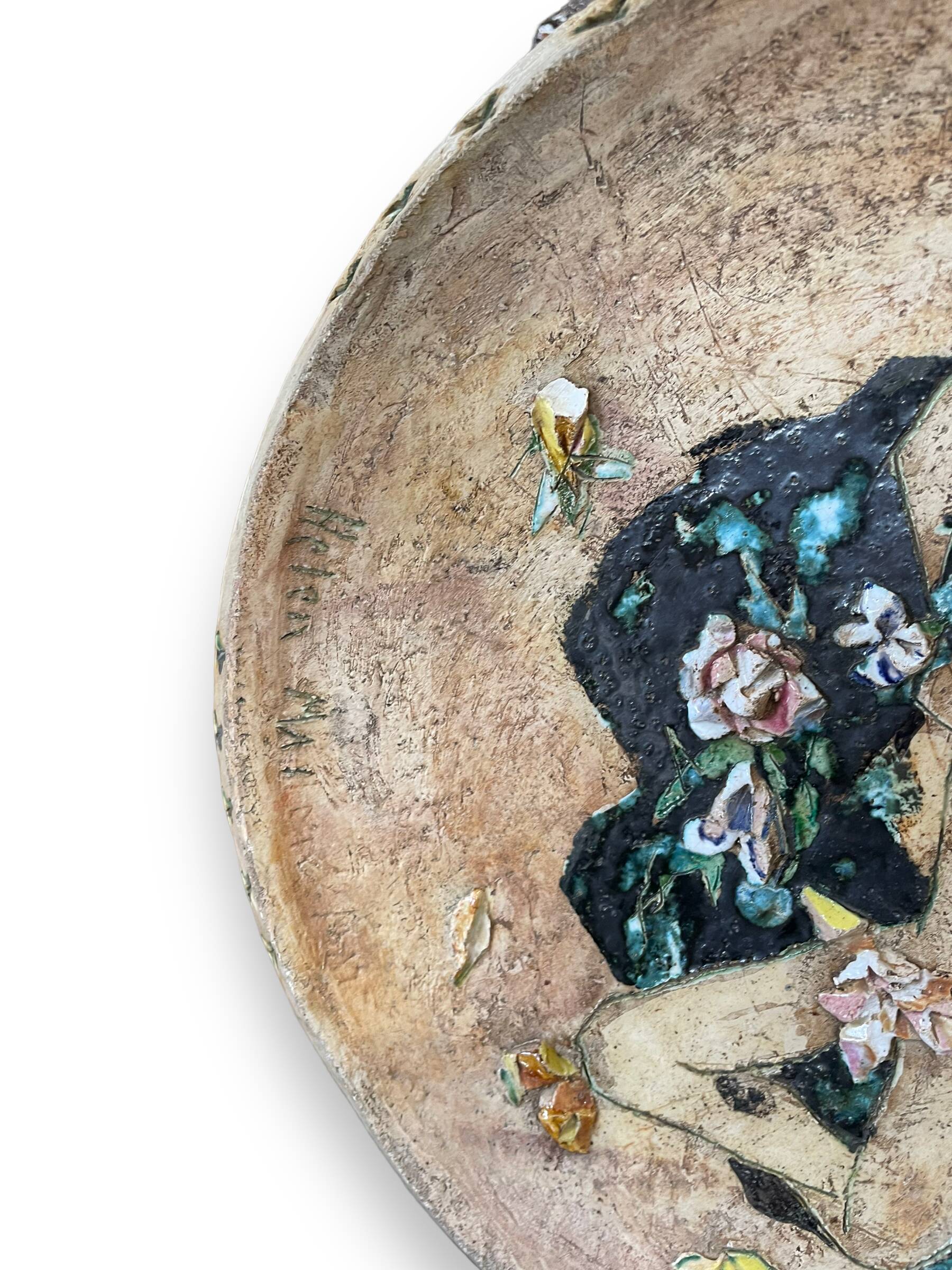 Helen Mai Important Dish In Terracotta And Glazed Porcelain Female Nude