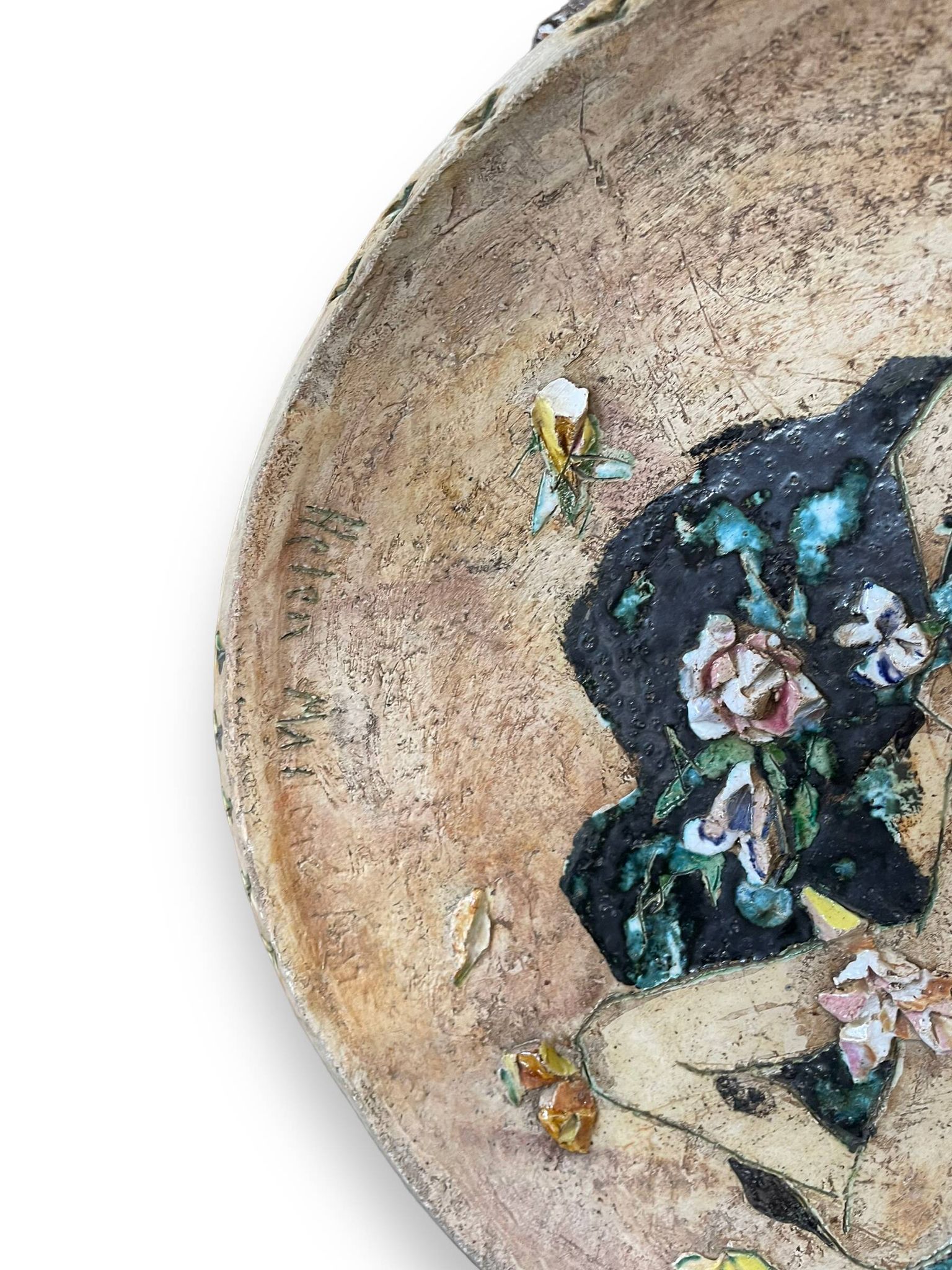 Helen Mai Important Dish In Terracotta And Glazed Porcelain Female Nude