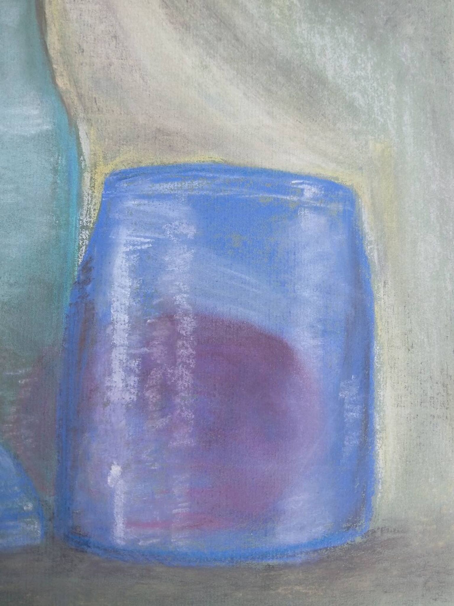 Dessin aux pastels bocaux et bouteilles
