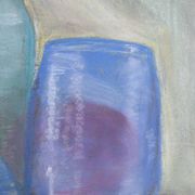 Dessin aux pastels bocaux et bouteilles