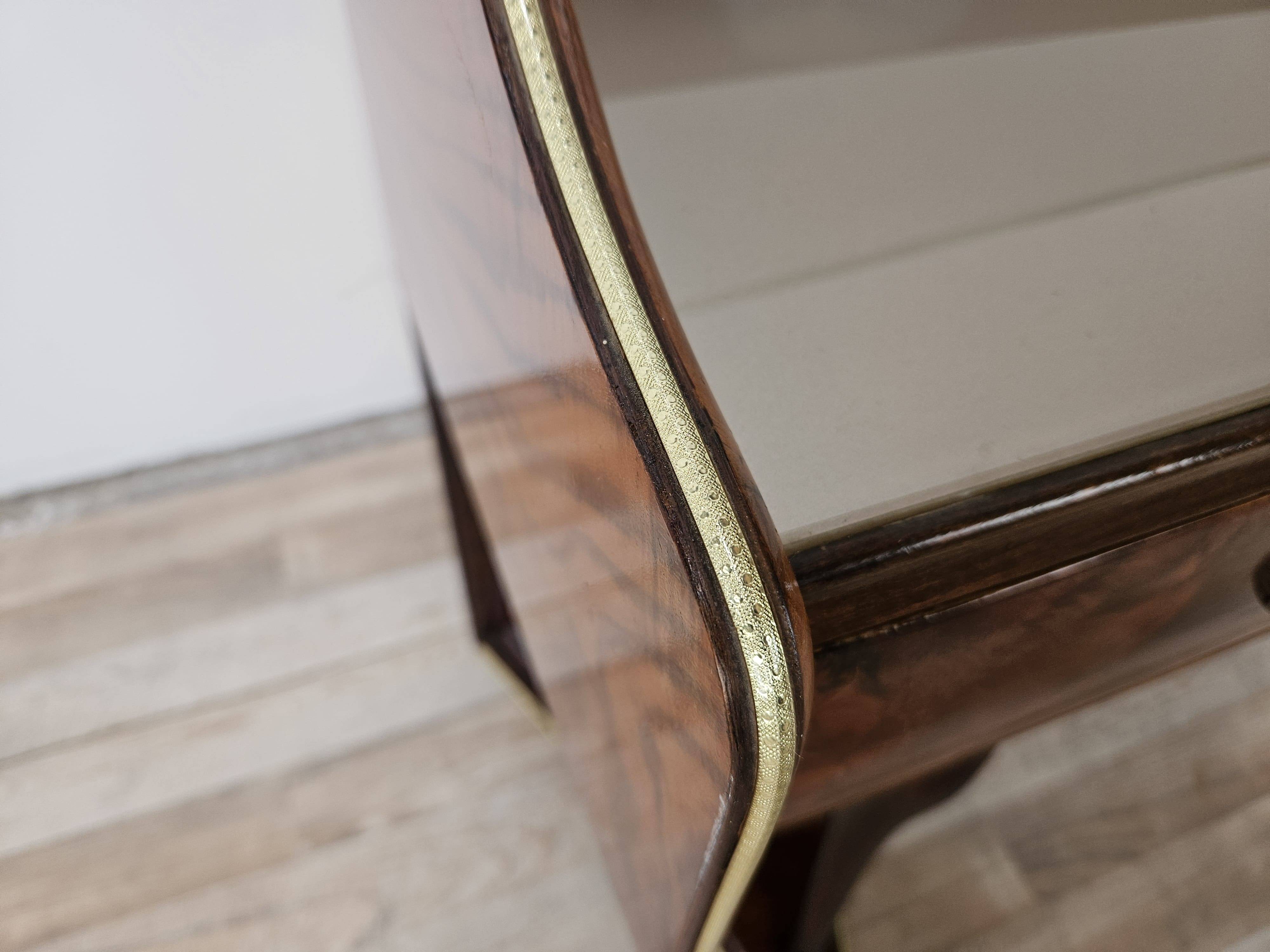 Burl wood dressing table with double glass shelf