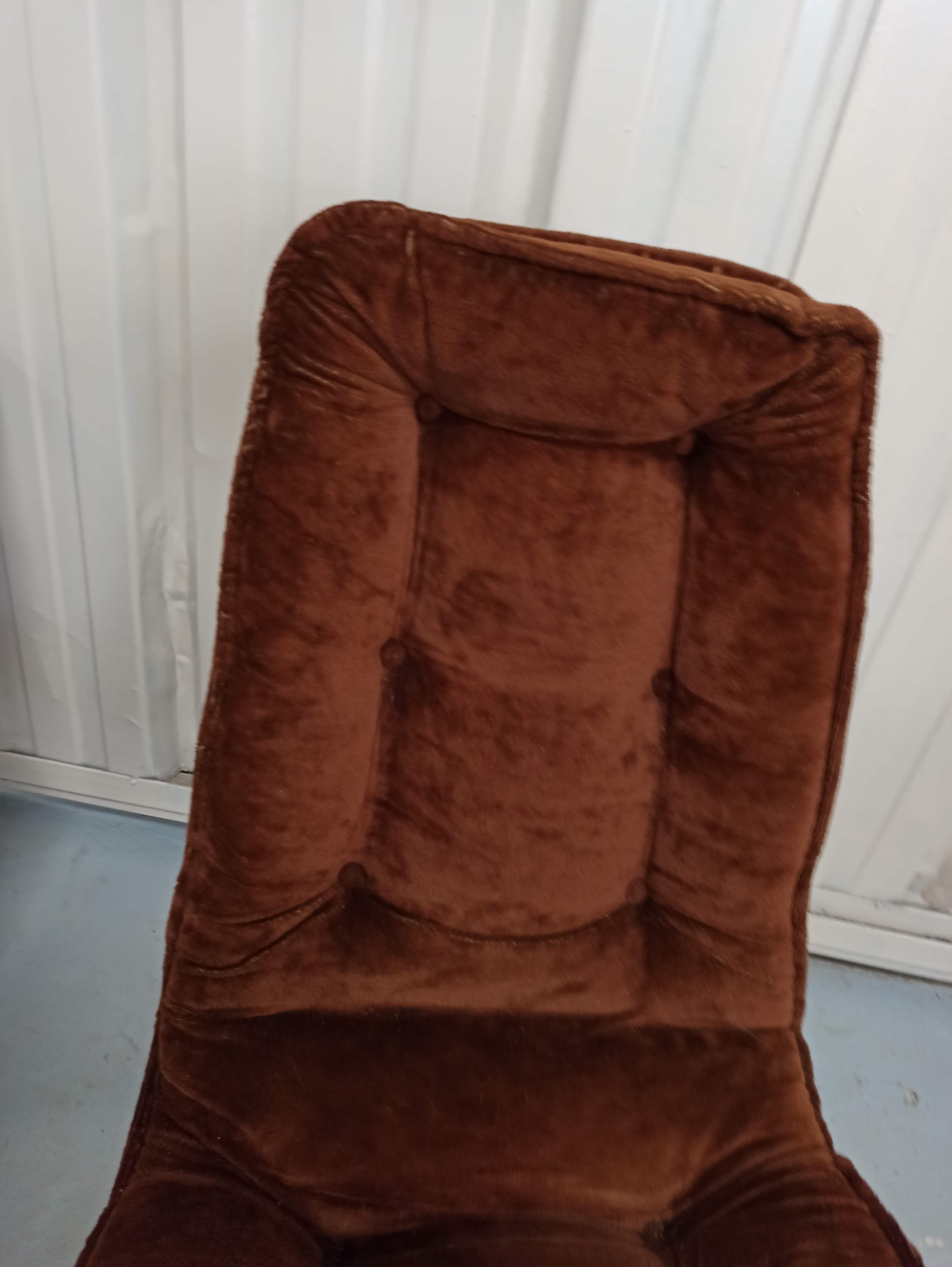 Set of 6 chrome velvet bucket chairs from the 70s