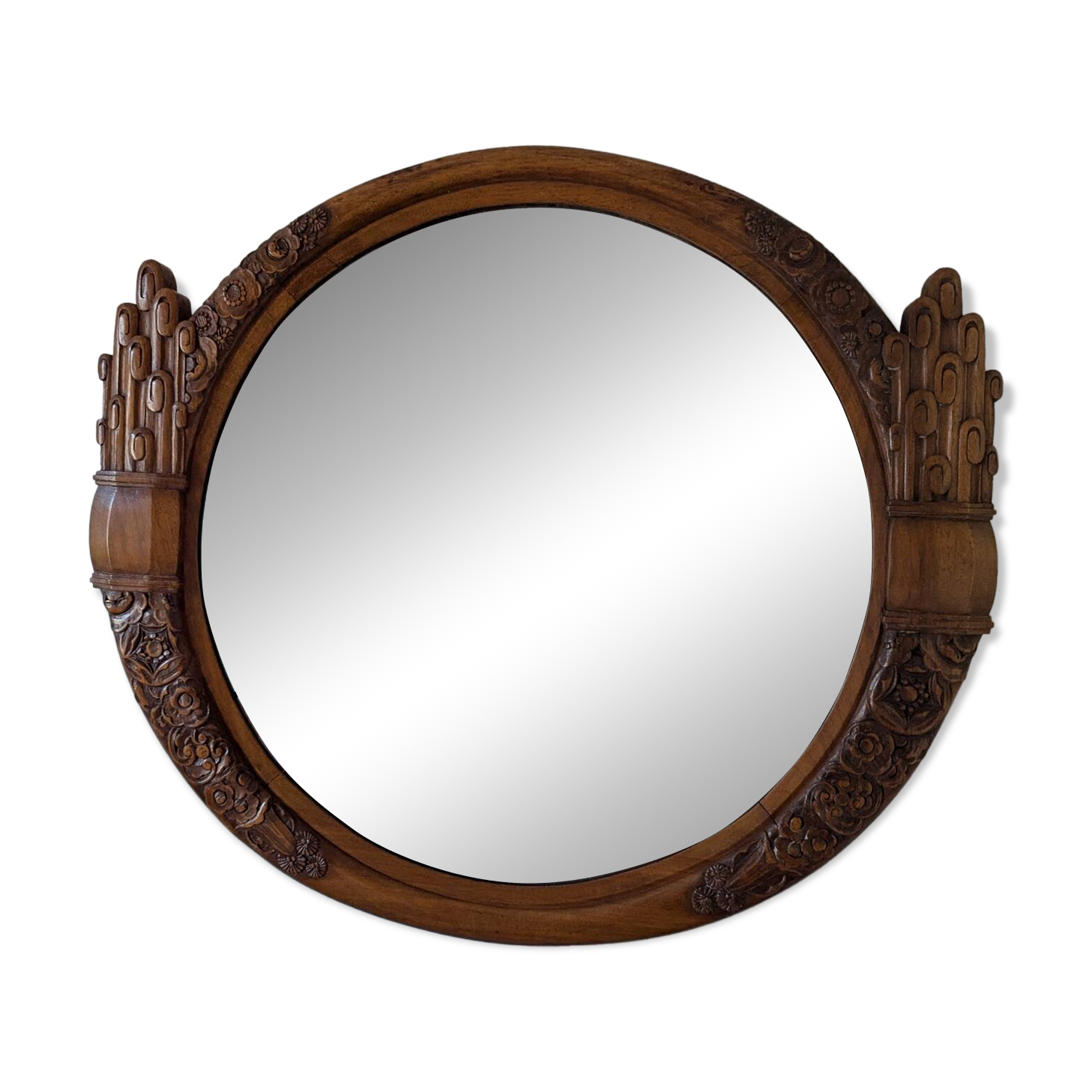 Art Deco walnut mirror