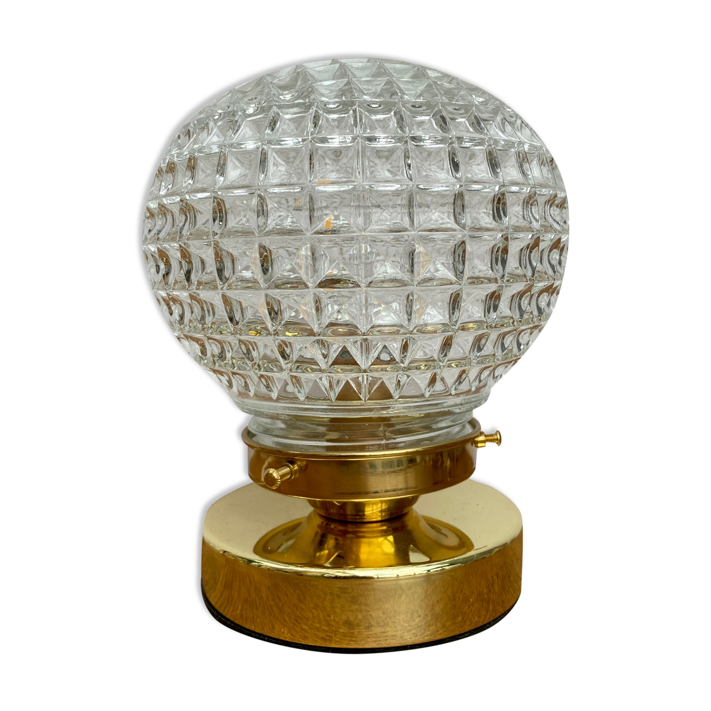 Lampe à poser globe vintage en verre moulé