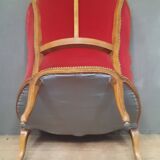 Large Louis XV style bergere chair in red velvet