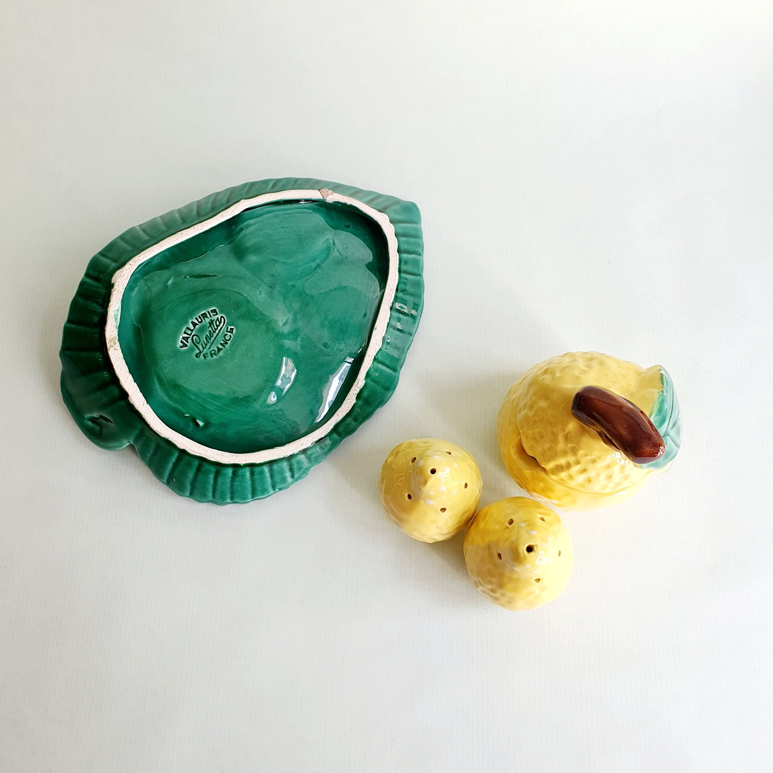 Servant salt / pepper / mustard in slurry lemons Vallauris