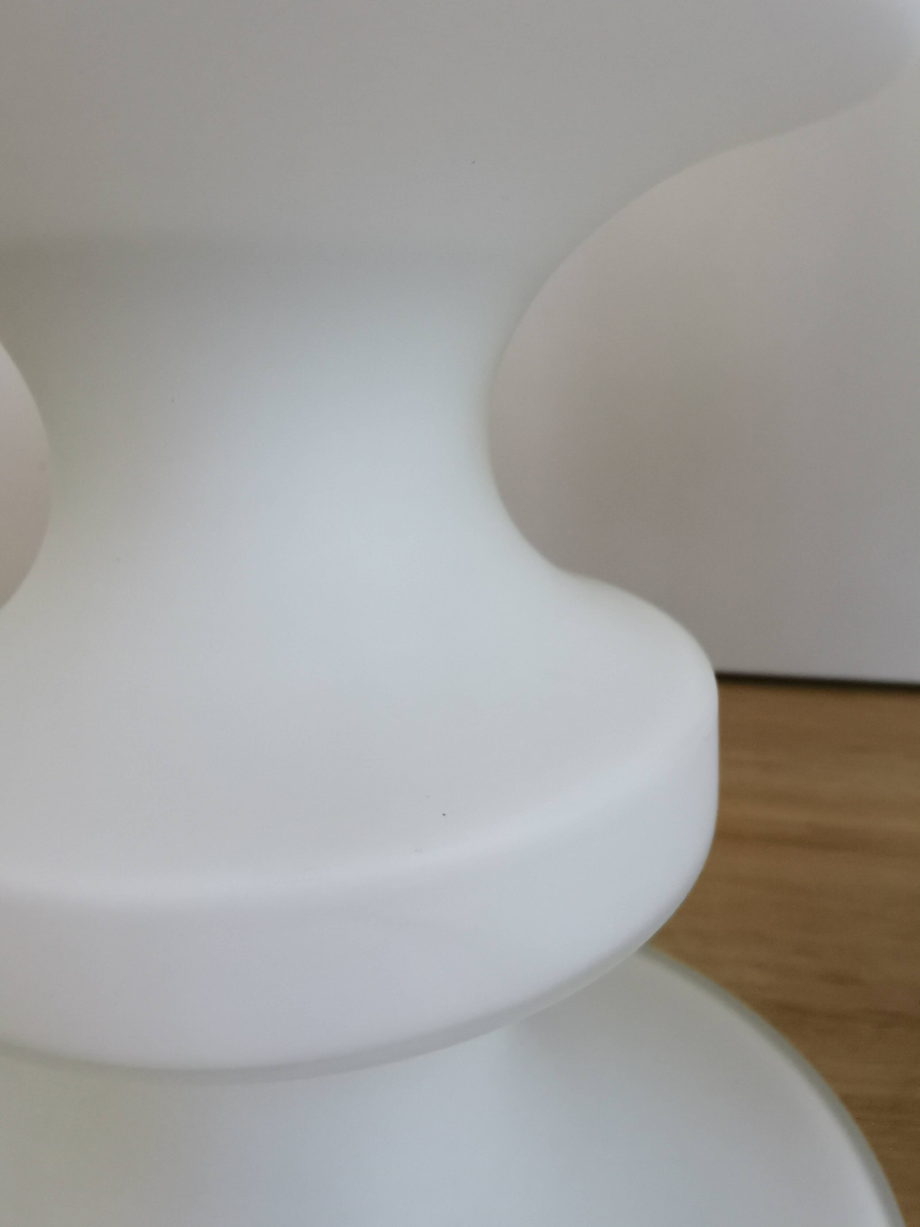 Set of 2 Vintage White Glass Table Lamp by Ivan Jakes, Czechoslovakia 1960s