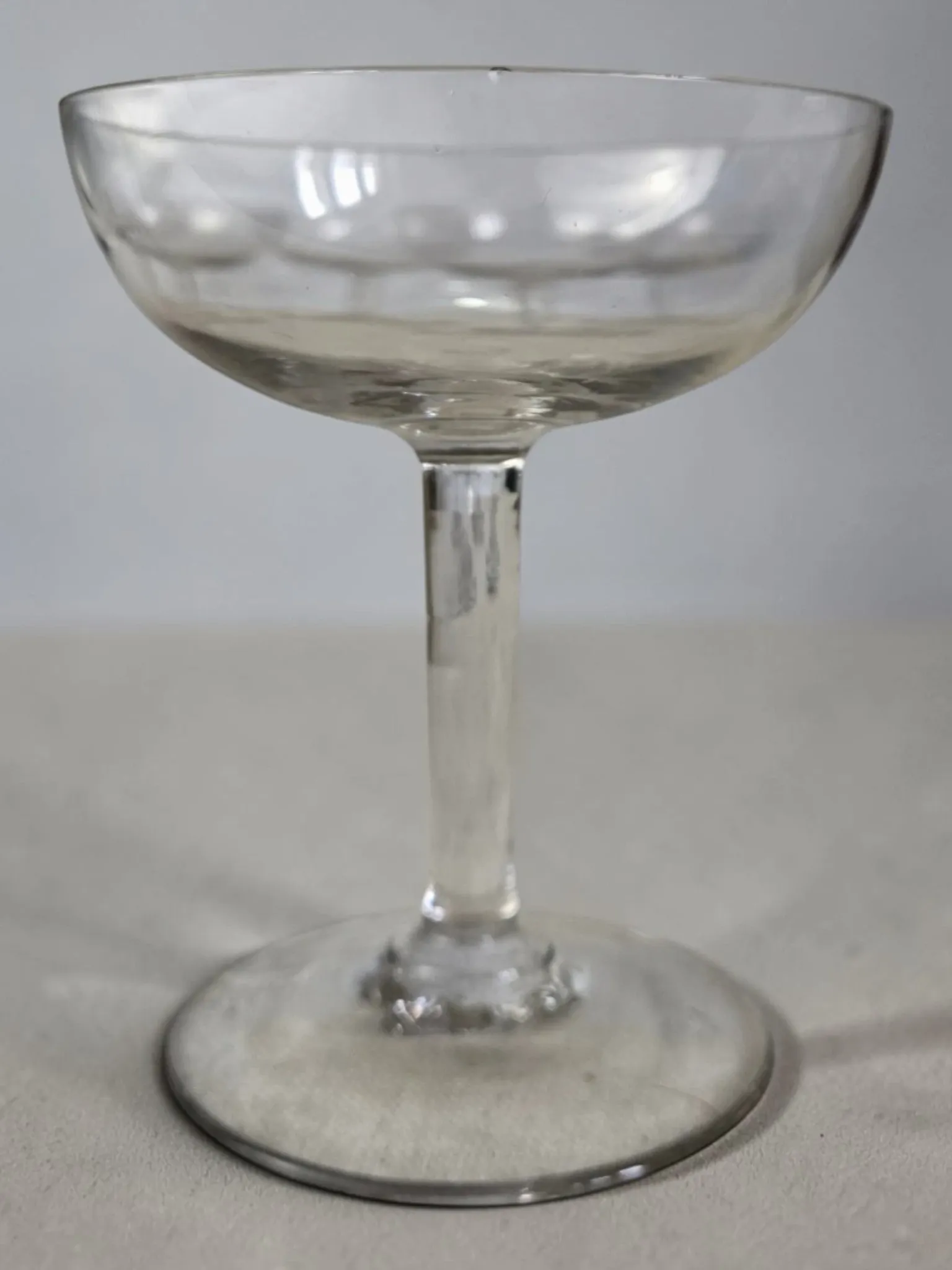 8 blown glass champagne coupes from the 19th century