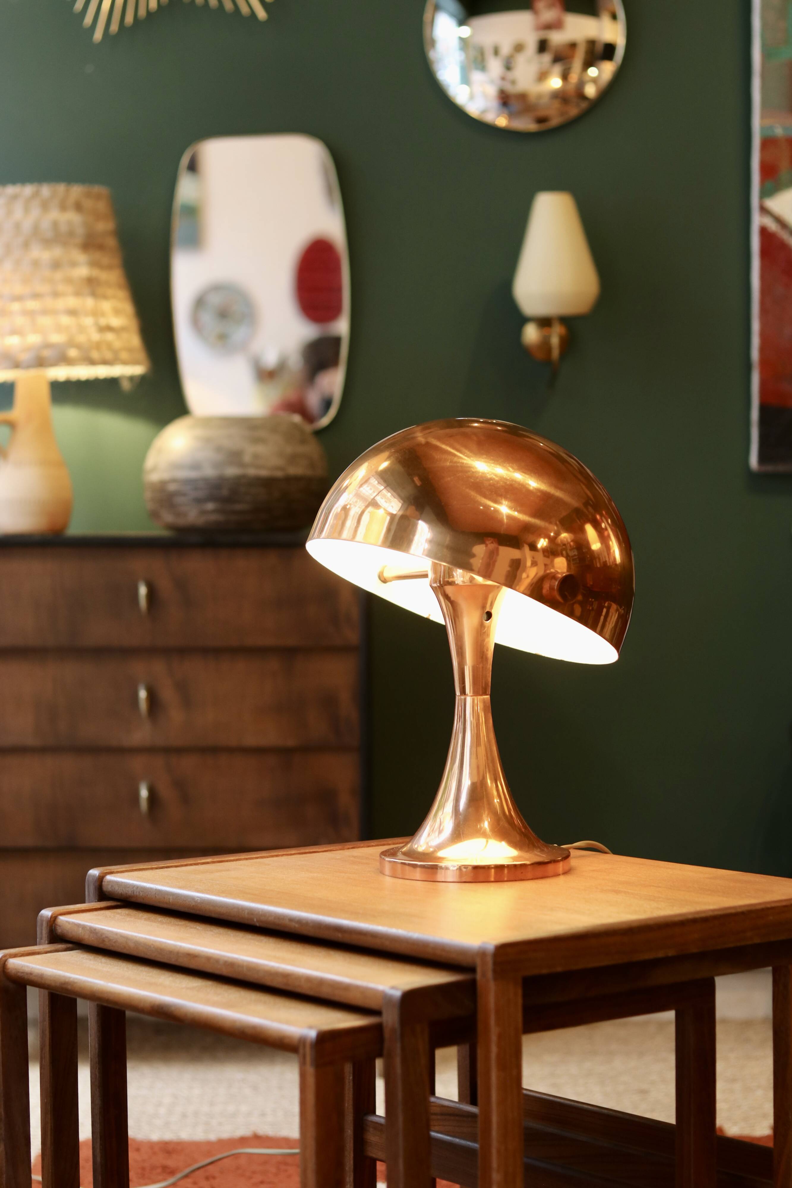 Lampe de table “champignon” Space Âge en métal cuivré, 1960