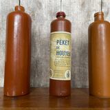 Série 3 Anciennes Bouteilles Grès Marron Vintage