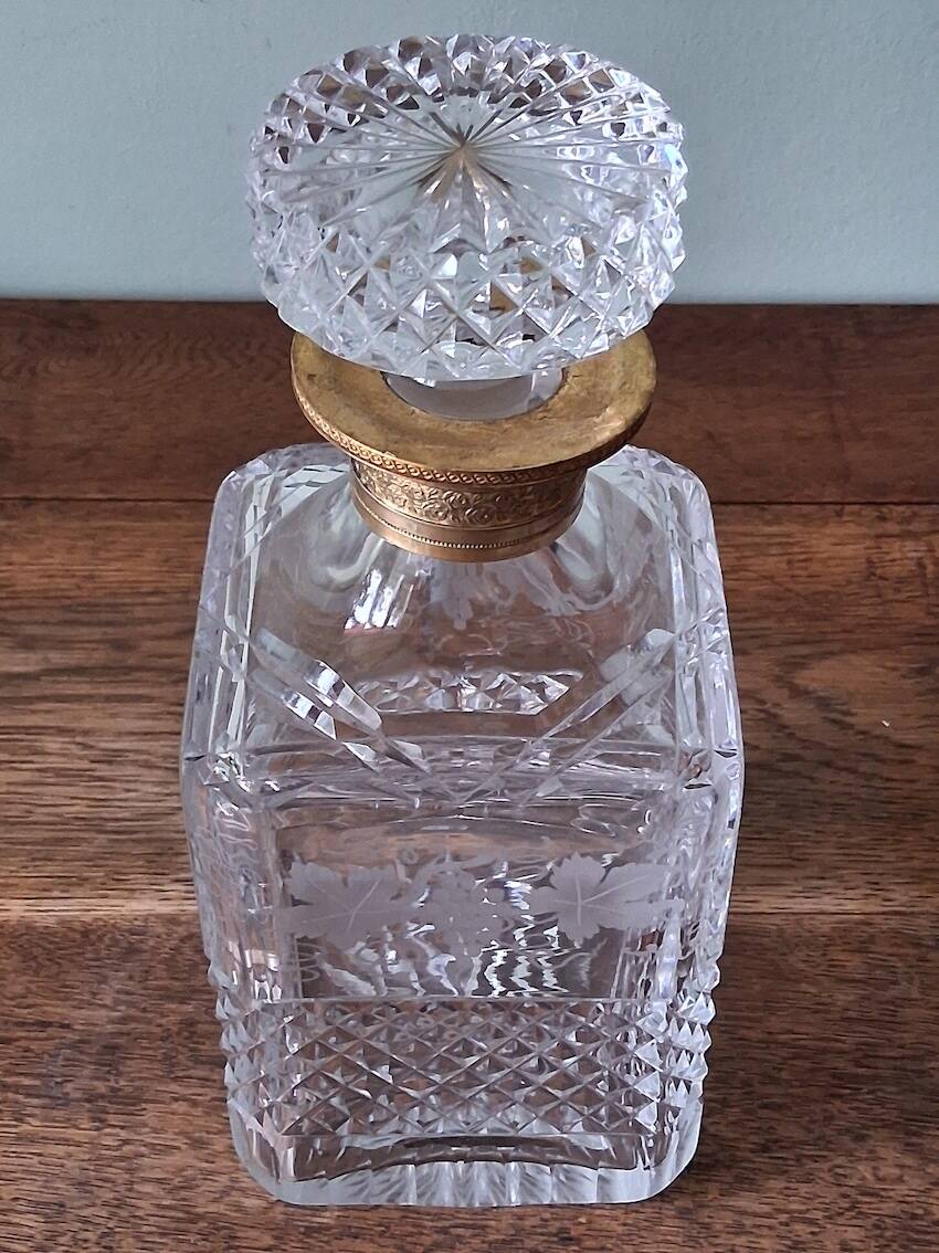 Crystal and gilded brass carafe