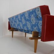 1970s Red Leatherette Sofa ,Czechoslovakia