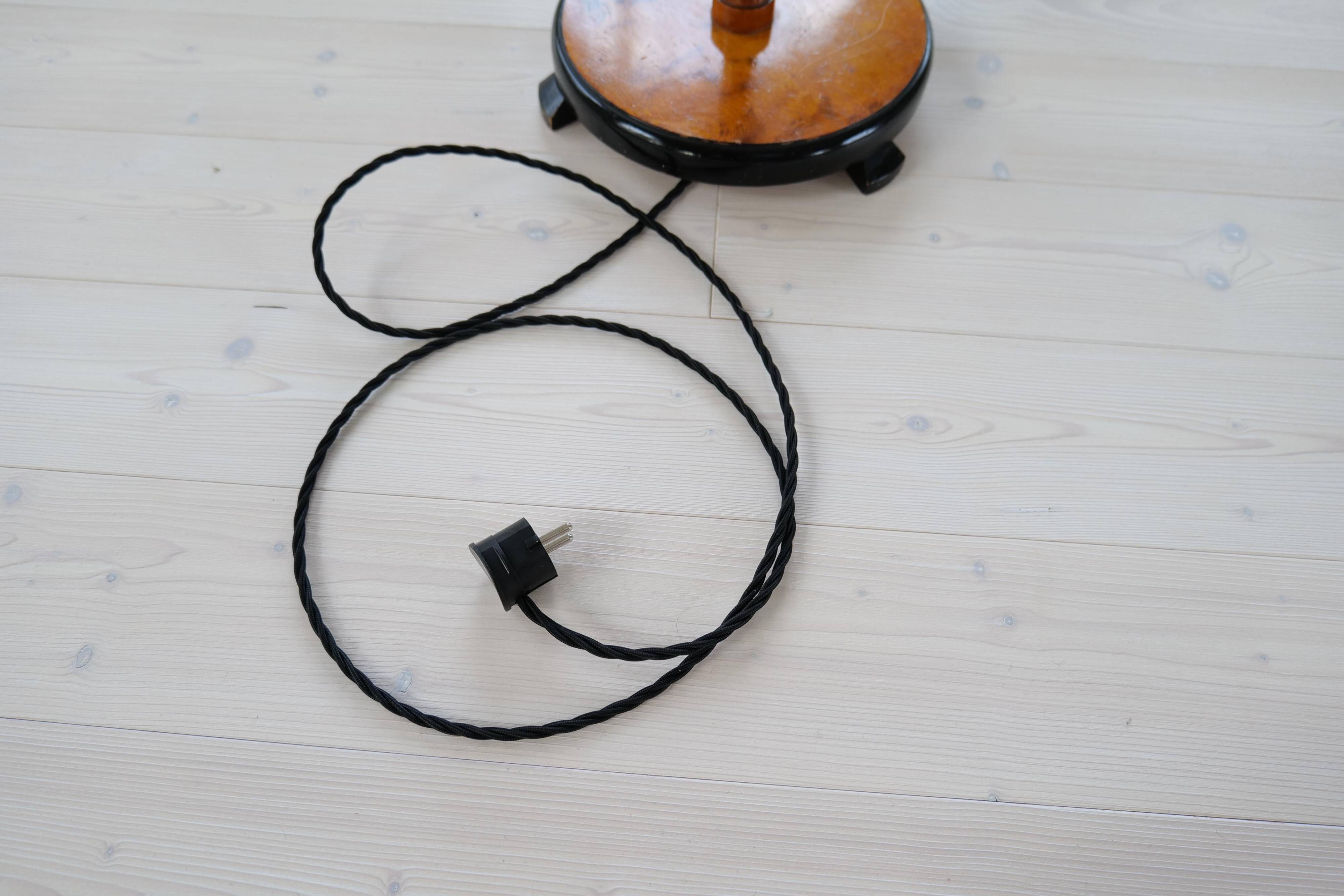 Organic Art Deco floor lamp in stained birch, Sweden, 1930s.