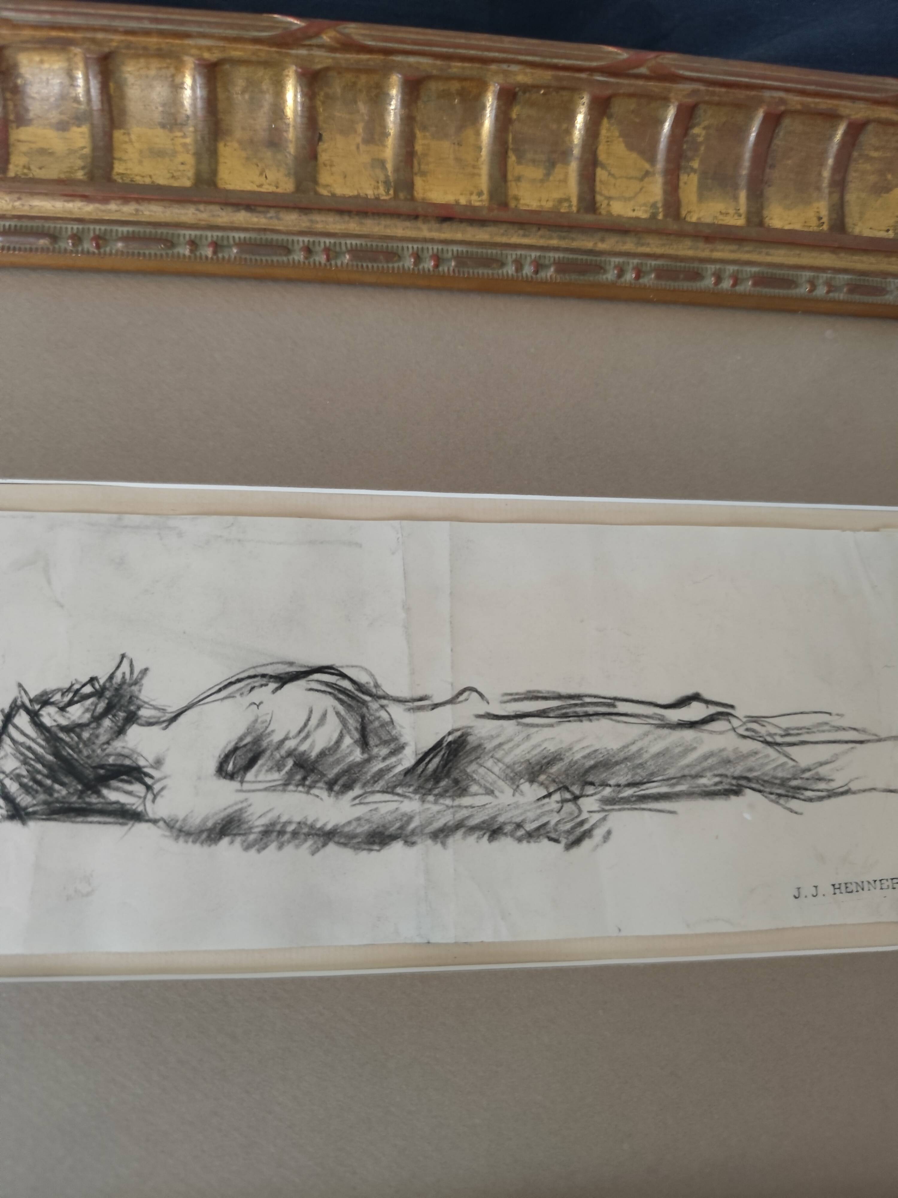 Original drawing Christ on the shroud by Jean Jacques Henner