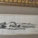 Original drawing Christ on the shroud by Jean Jacques Henner