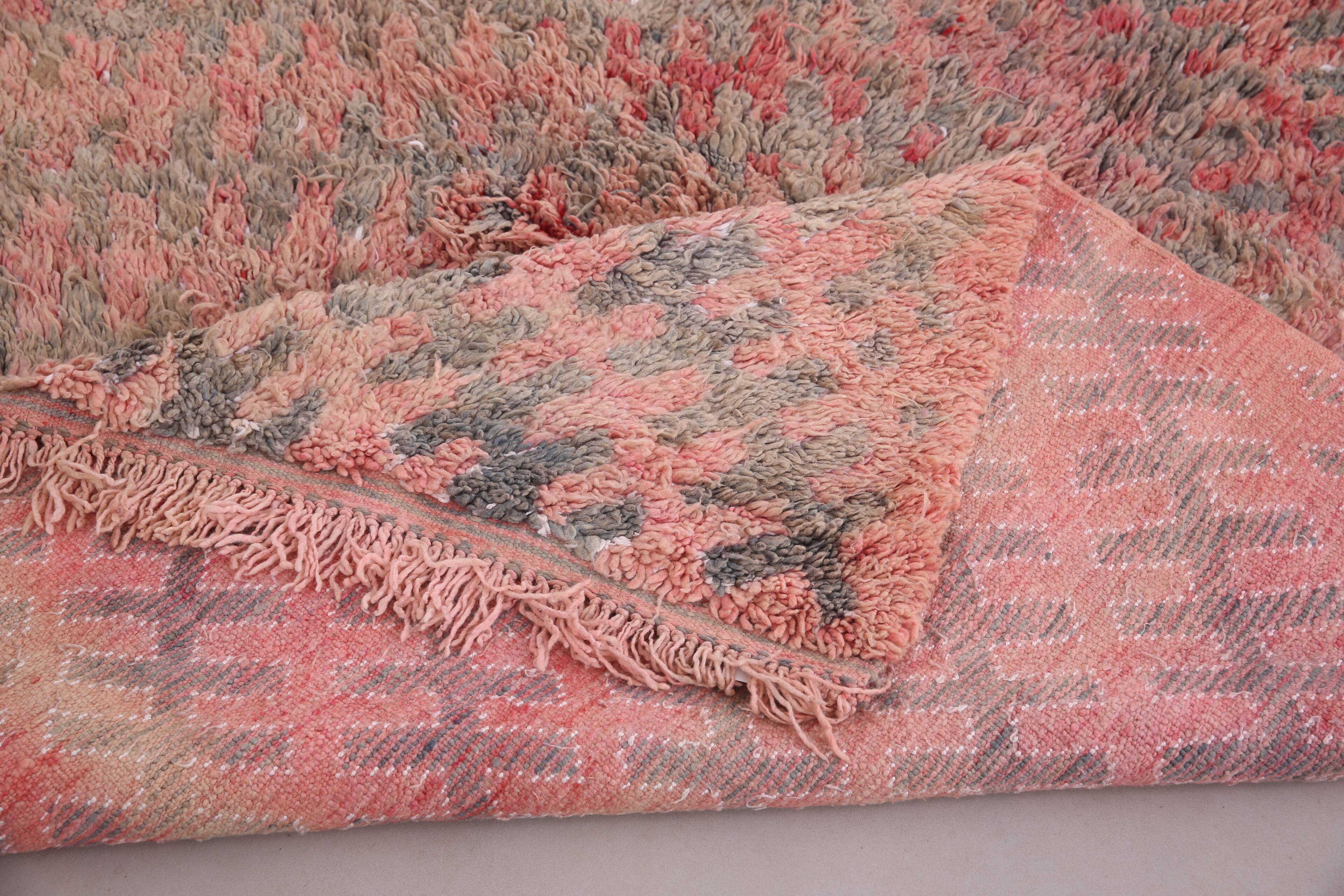 Pink Vintage Moroccan Rug 180 x 360 - Berber Wool Rug - Handmade Rug Boho