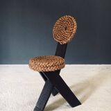 Mediterranean Tripod Side Chairs by Audoux Minet, France, 1950s, Set of 2