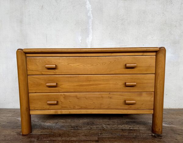 Commode en orme massif style Maison Regain, années 70