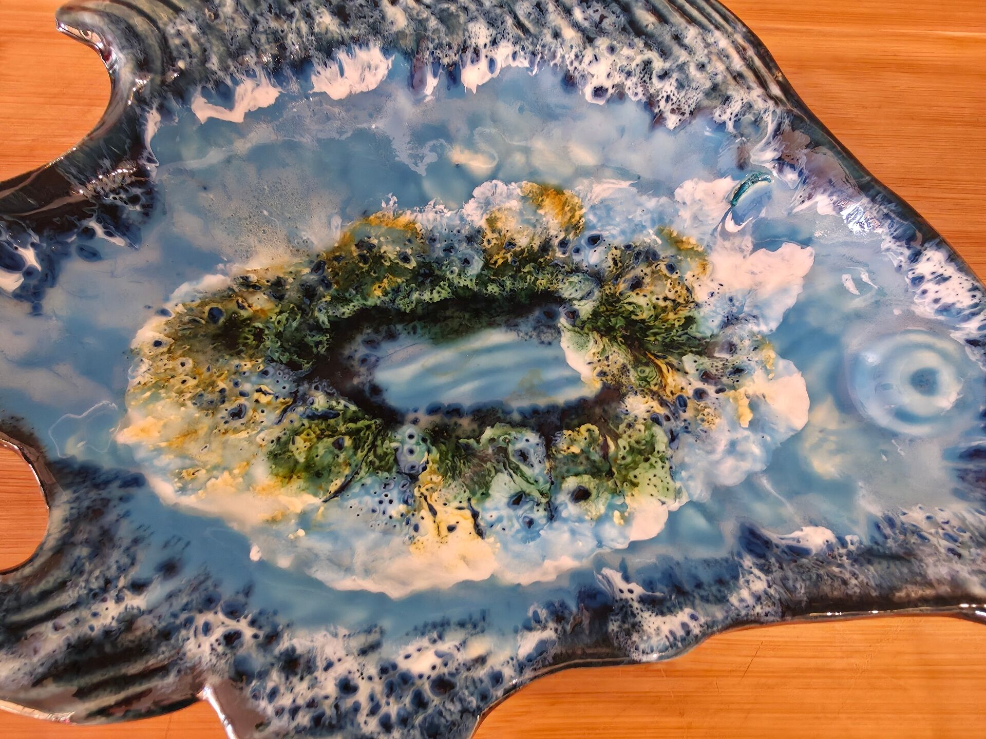 Vintage Vallauris Ceramic Fish Plate – Sea Foam Glaze –