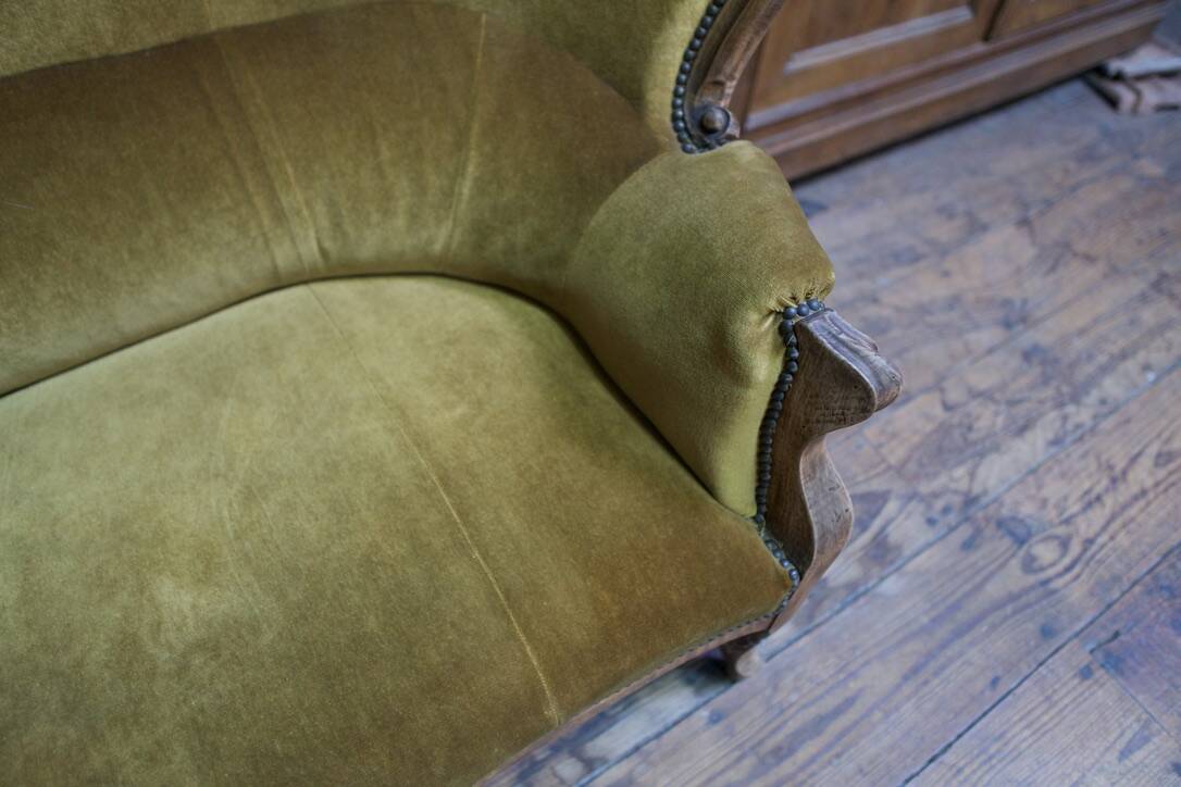 Louis-Philippe 3-seater velvet sofa - 19th century