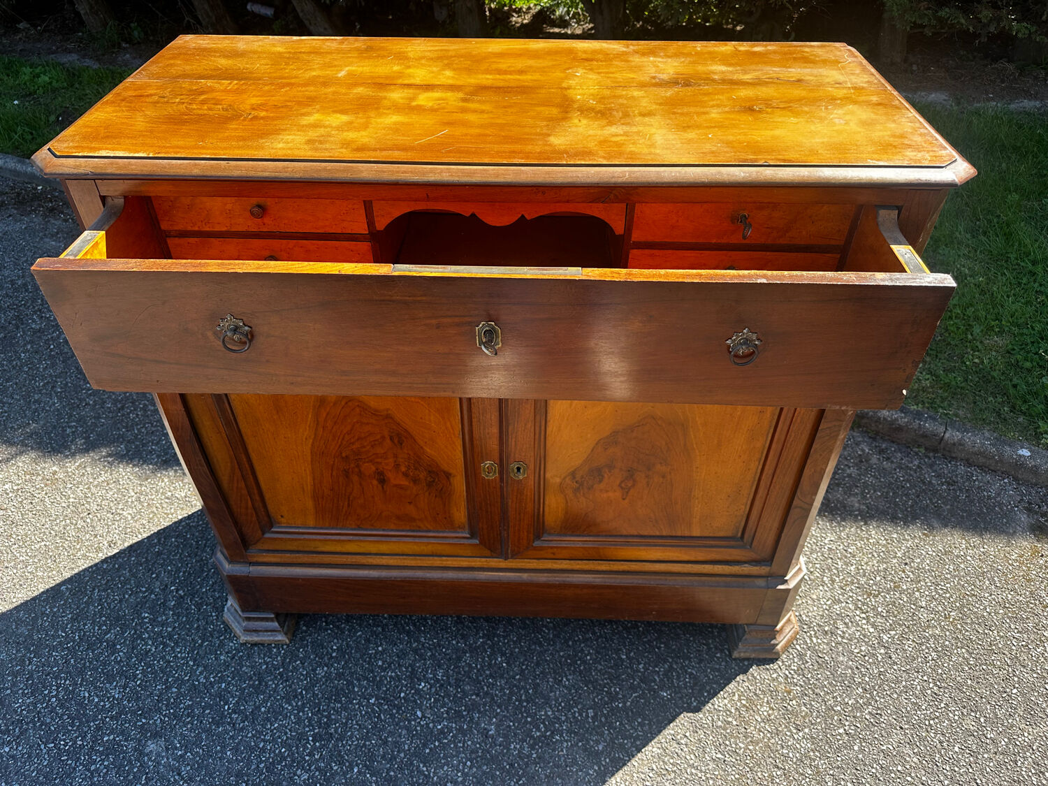 Antique drop-leaf secretary in walnut – Louis-Philippe period (19th century)