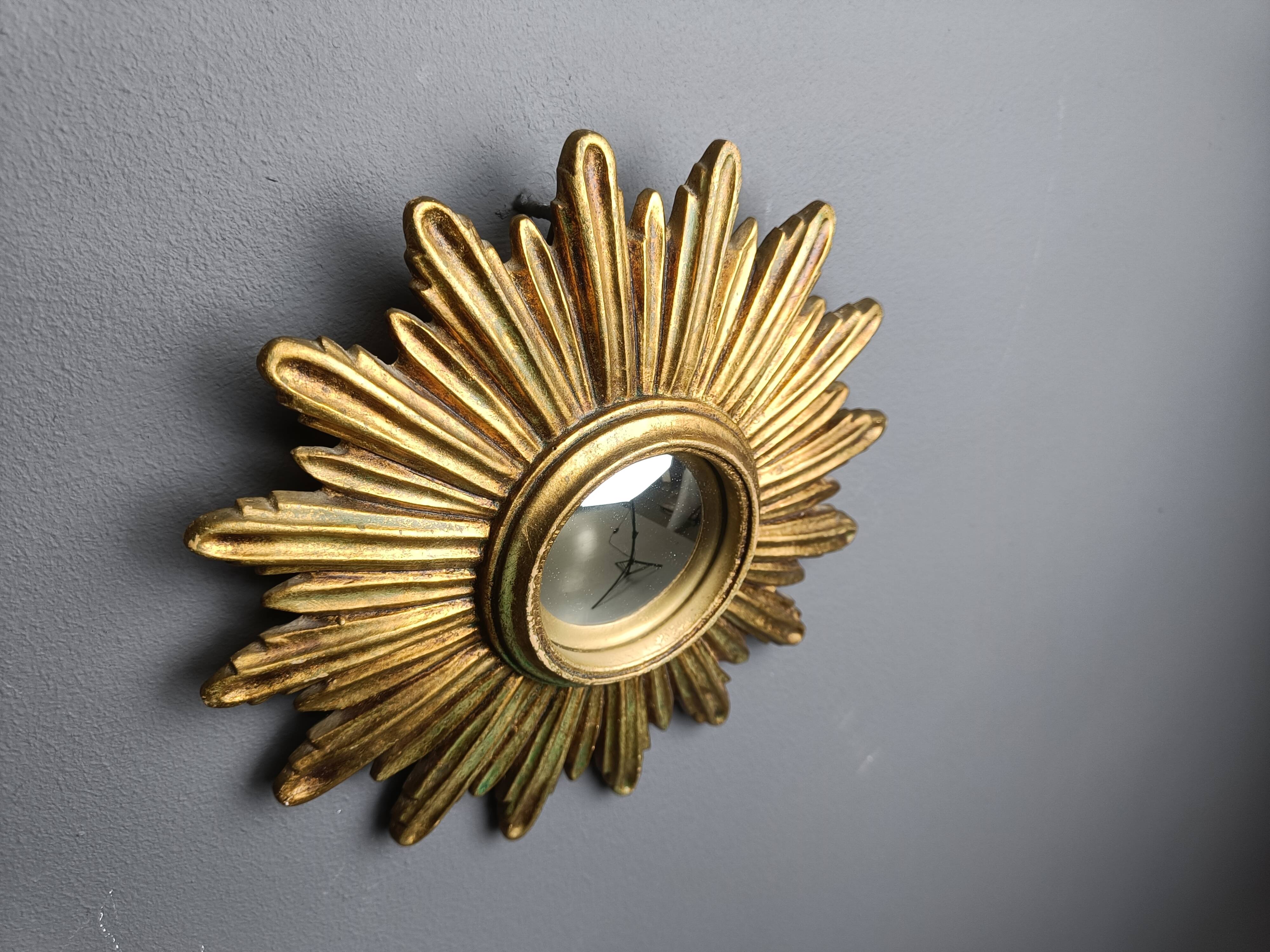 Vintage golden sunburst mirror, 1960s