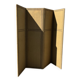 Antique 4-panel screen – burlap and upholstery nails