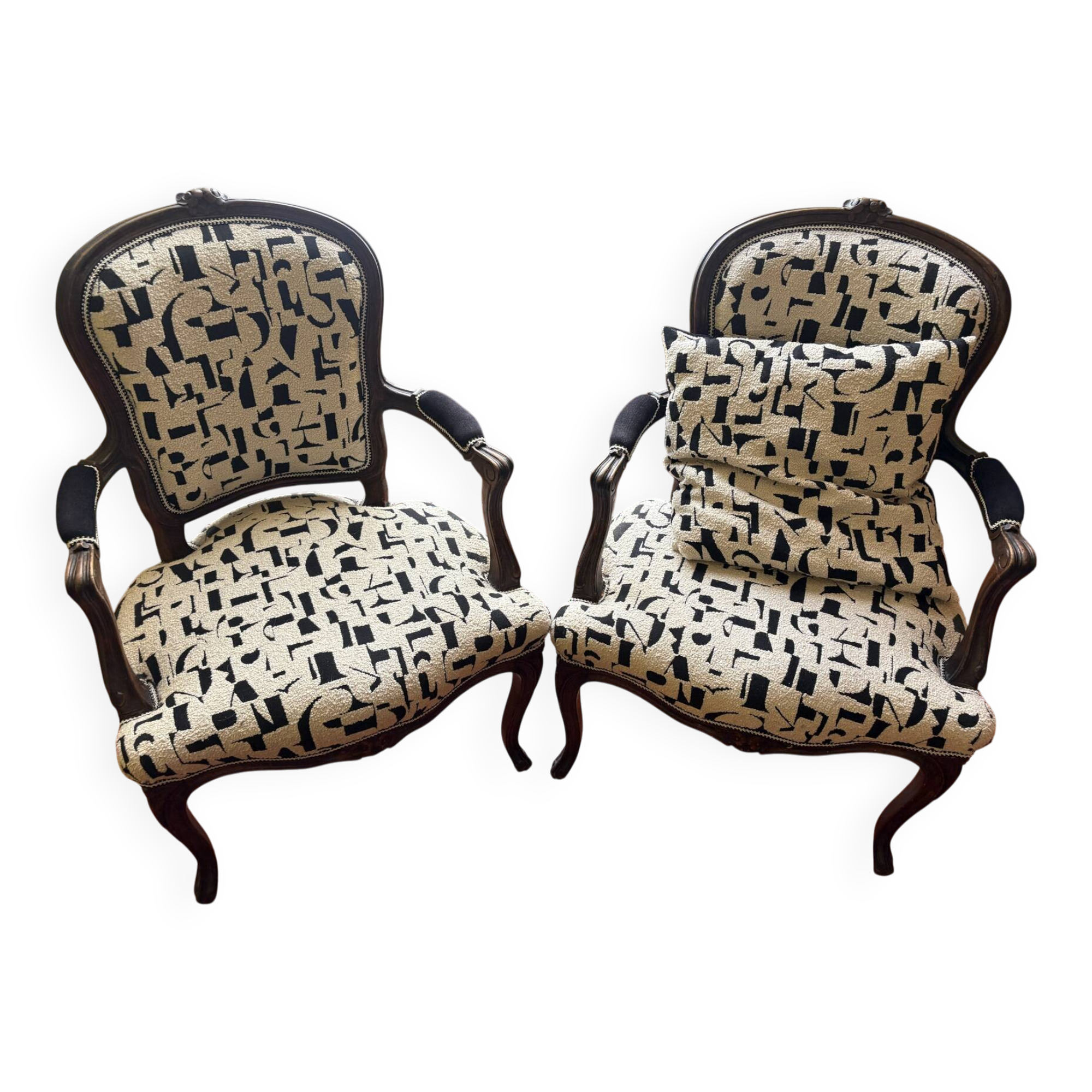 Pair of Louis-Philippe style cabriolet armchairs