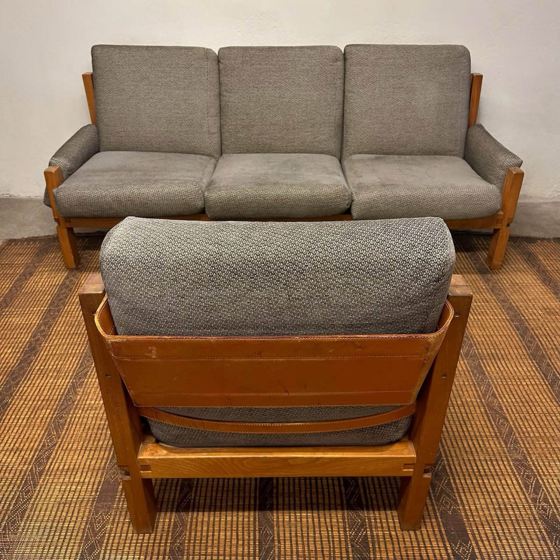 S32 sofa & its S15 armchair by Pierre Chapo, France, 1966