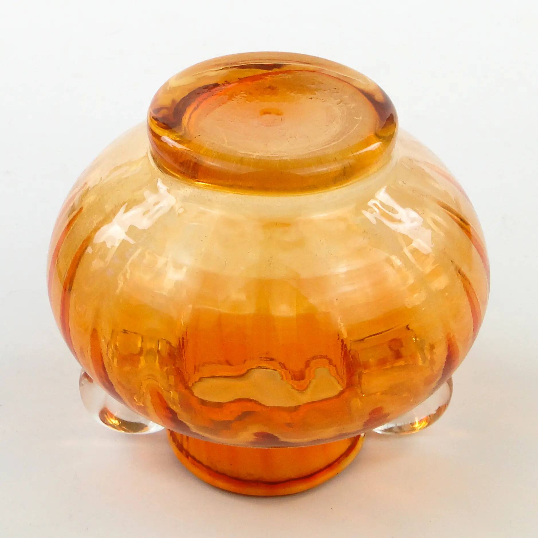 Mid-century modern vase, orange glass, Poland, 1970s